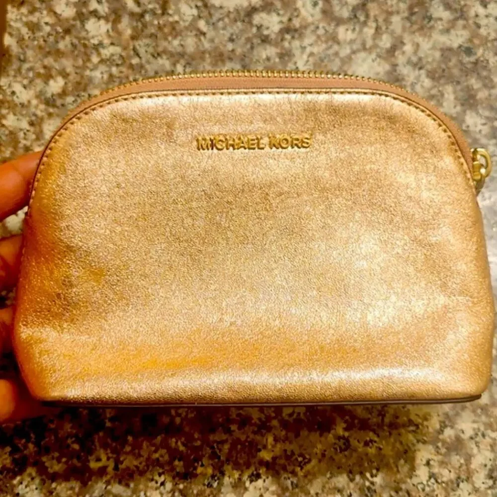Michael Kors small Shimmering Gold Cosmetic Bag